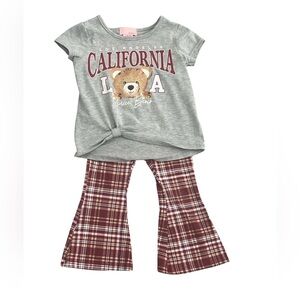 Freestyle Revolution Gray and Burgundy CaliBear and Bellbottom Pants Set Size 2T